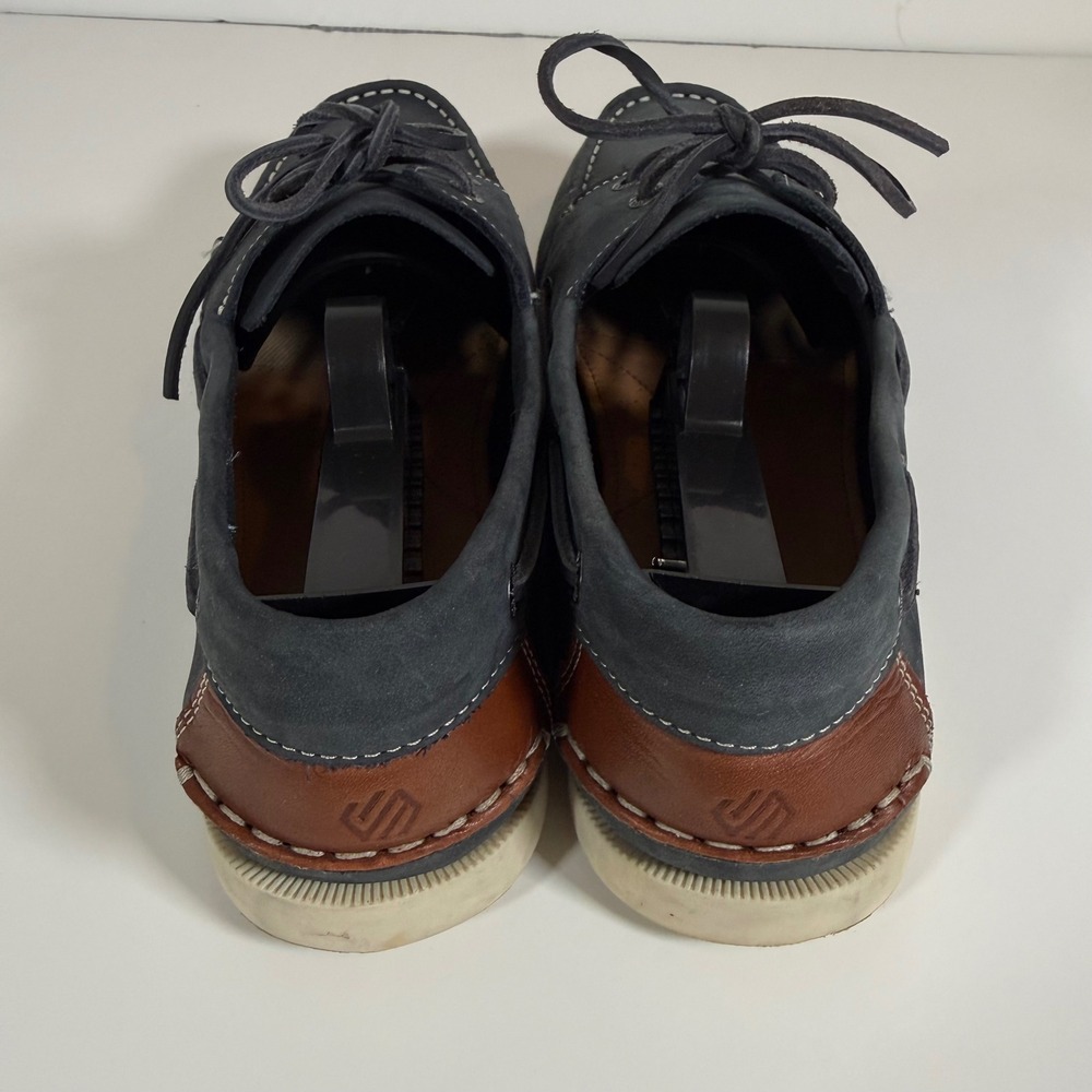 Johnston & Murphy Boat Shoes Size 6M Navy Blue Leather Preppy Nautical Classic - Picture 4 of 8